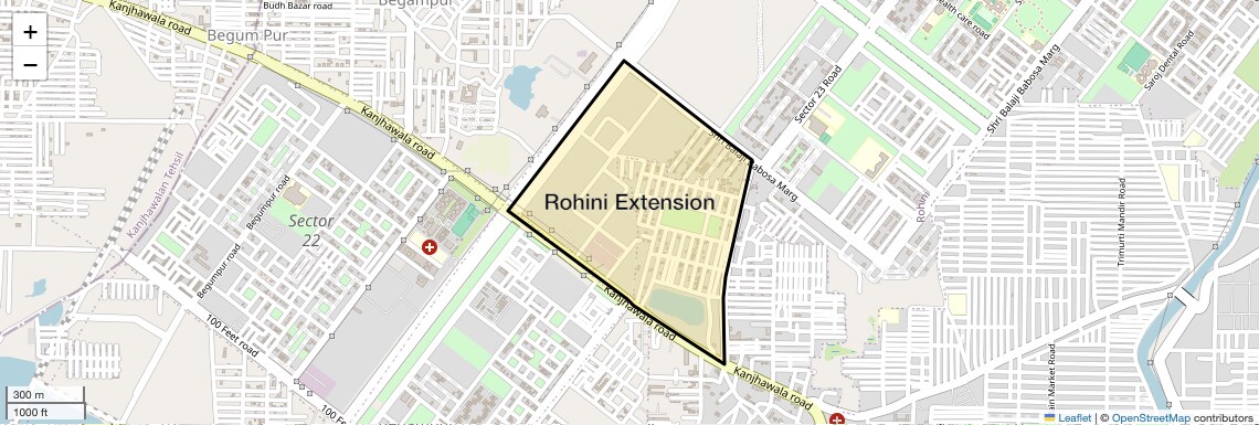 Location Map of Rohini Extension, Delhi