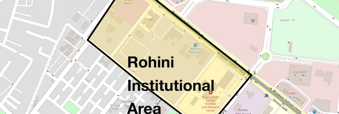 Location Map of Rohini Institutional Area, Delhi
