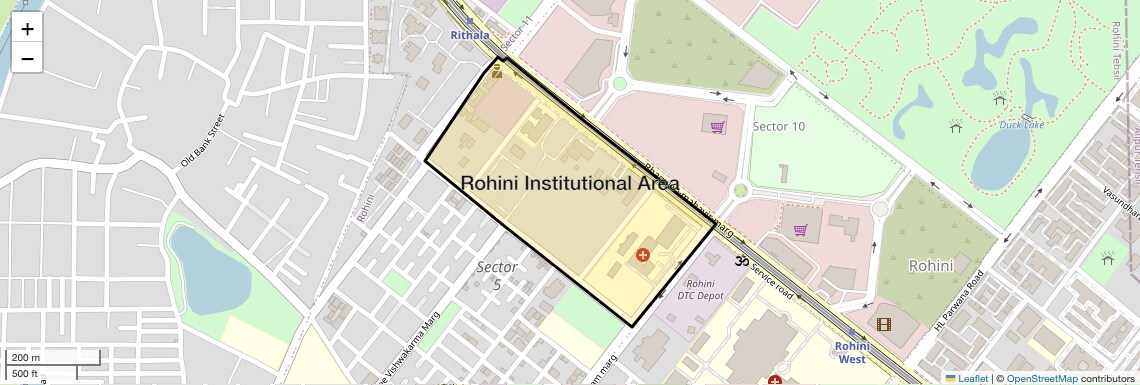 Location Map of Rohini Institutional Area, Delhi
