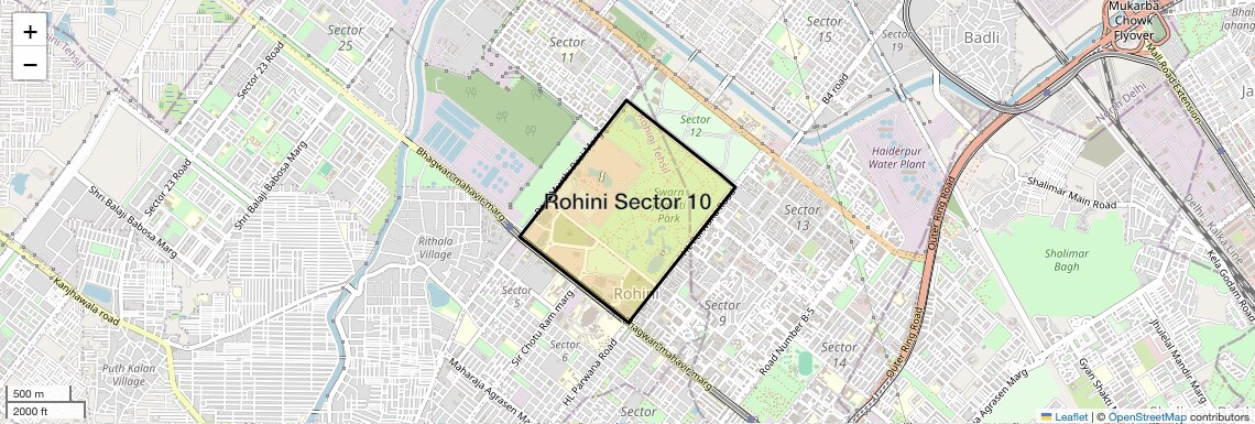 Location Map of Rohini Sector 10, Delhi