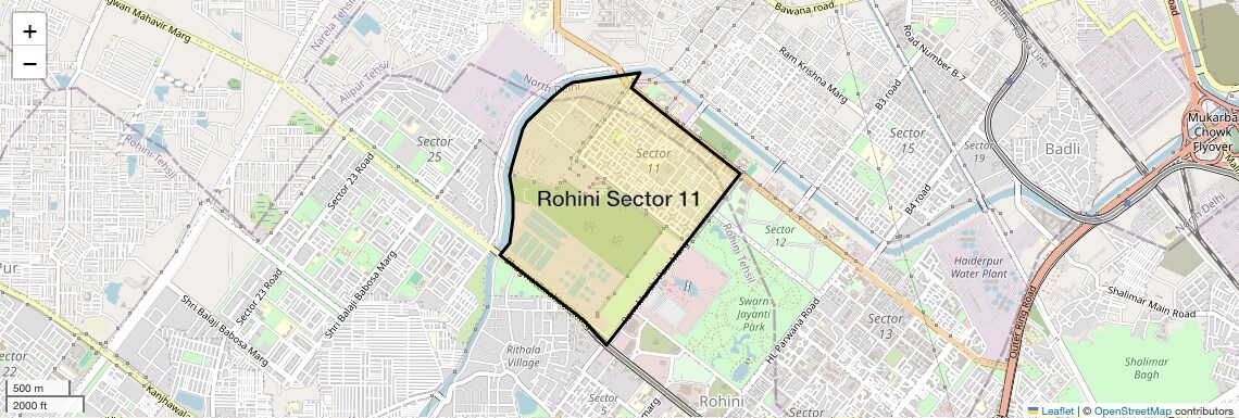 Location Map of Rohini Sector 11, Delhi