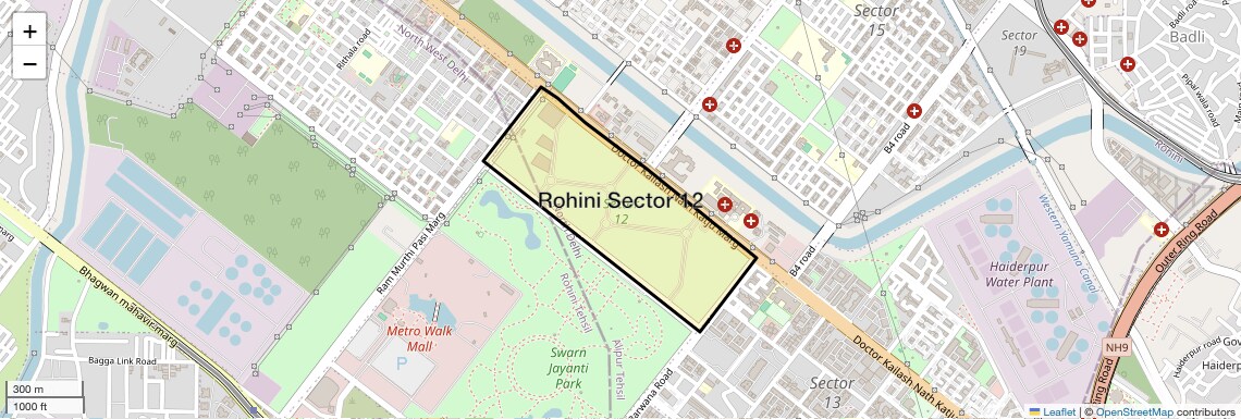 Location Map of Rohini Sector 12, Delhi