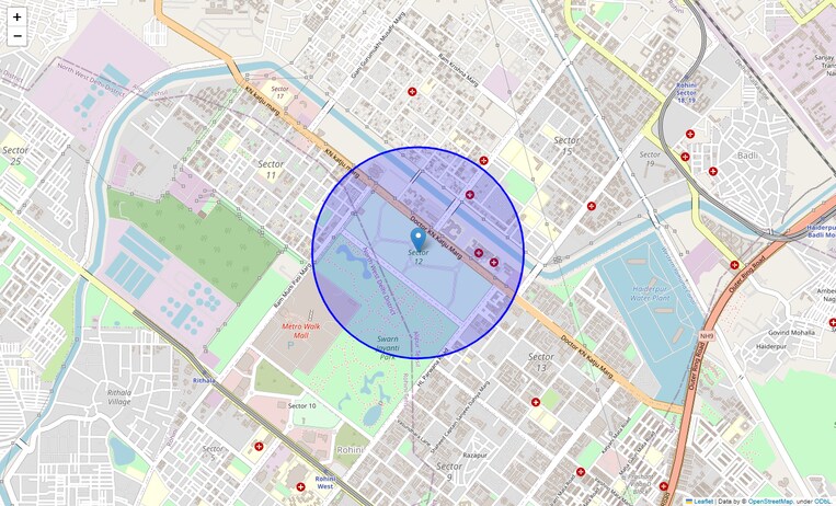 Location Map of Rohini Sector 12