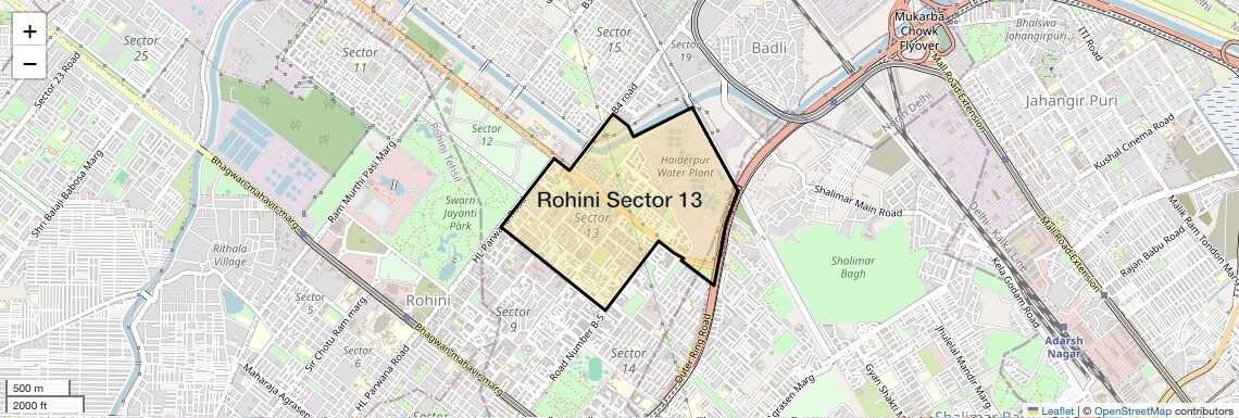 Location Map of Rohini Sector 13, Delhi