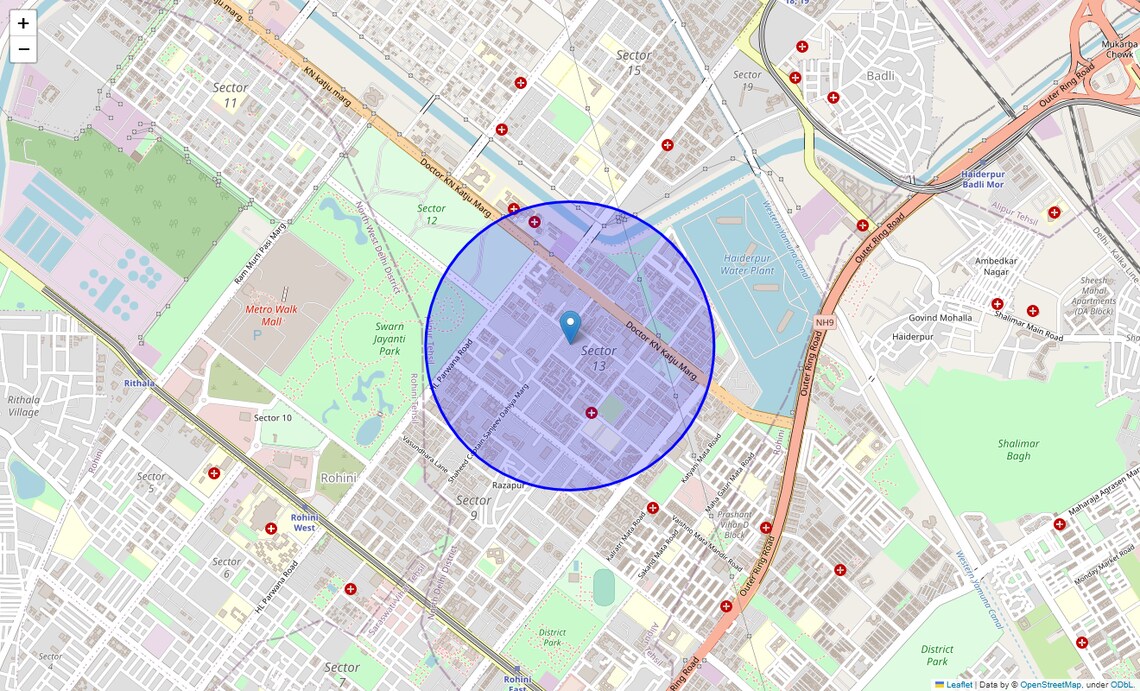 Location Map of Rohini Sector 13, Delhi