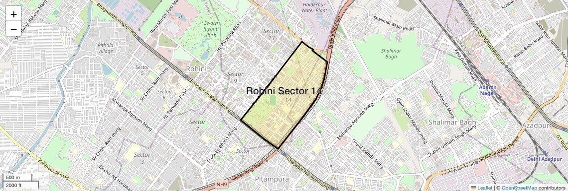 Location Map of Rohini Sector 14, Delhi
