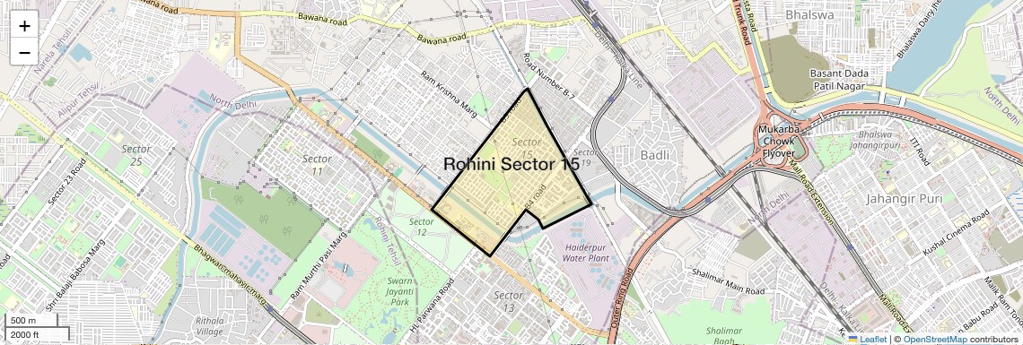 Location Map of Rohini Sector 15, Delhi