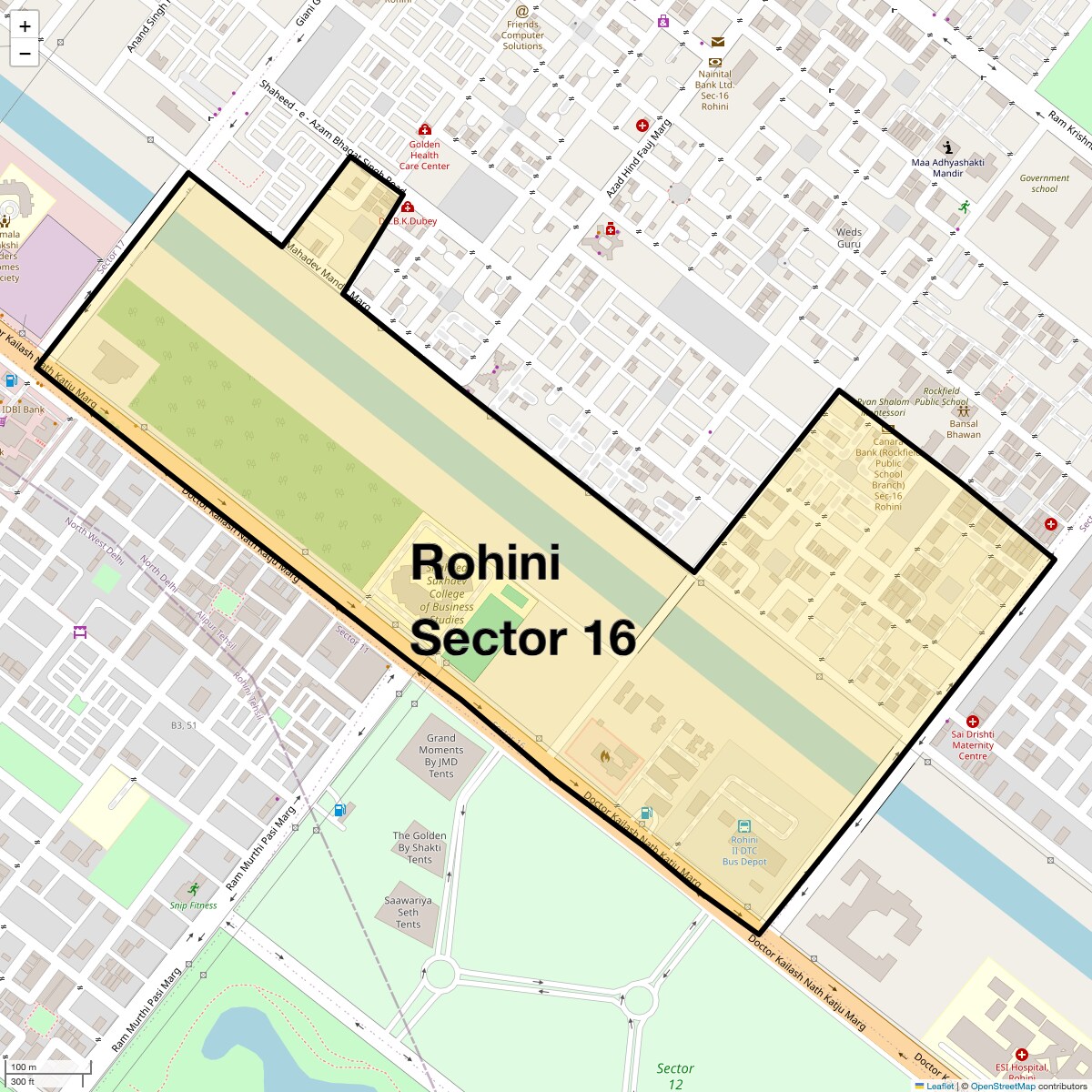 Location Map of Rohini Sector 16, Delhi