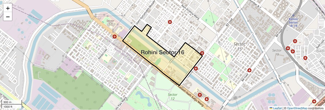 Location Map of Rohini Sector 16, Delhi