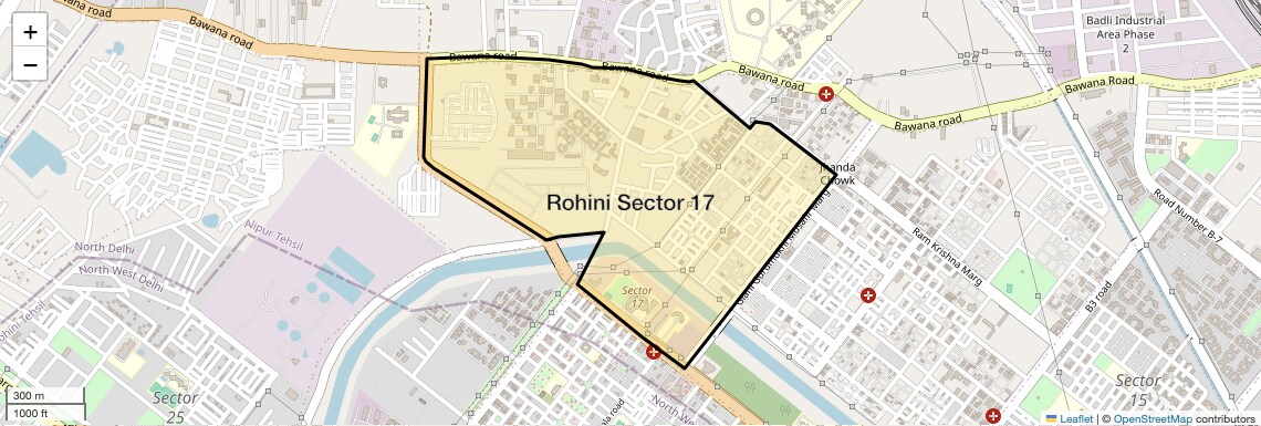 Location Map of Rohini Sector 17, Delhi