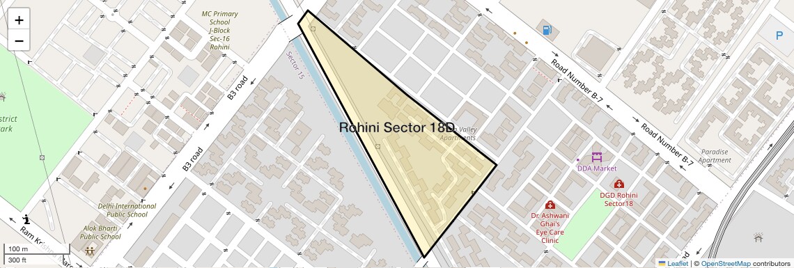 Location Map of Rohini Sector 18D, Delhi