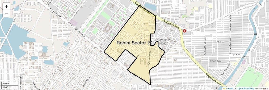 Location Map of Rohini Sector 20, Delhi