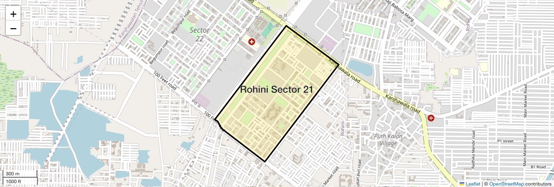Location Map of Rohini Sector 21, Delhi