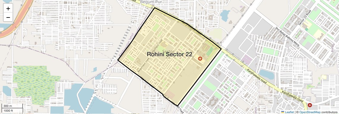 Location Map of Rohini Sector 22, Delhi