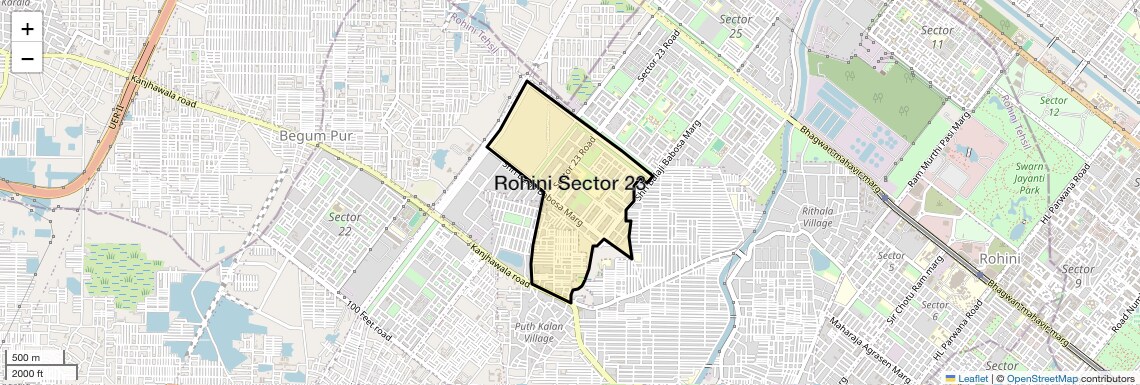 Location Map of Rohini Sector 23, Delhi