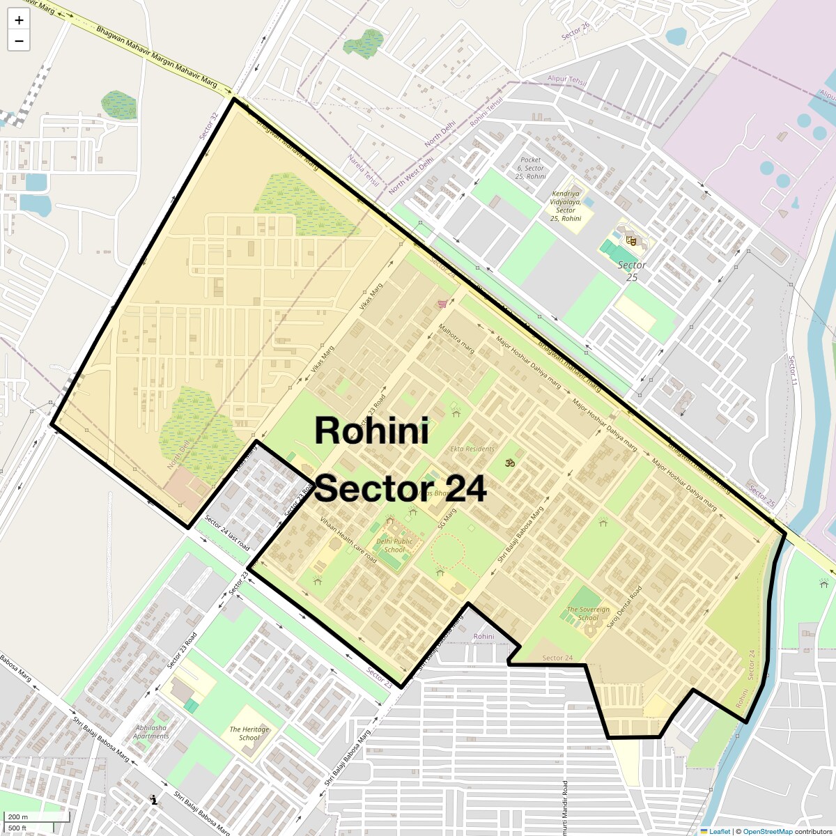 Location Map of Rohini Sector 24, Delhi