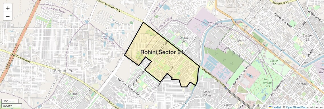 Location Map of Rohini Sector 24, Delhi