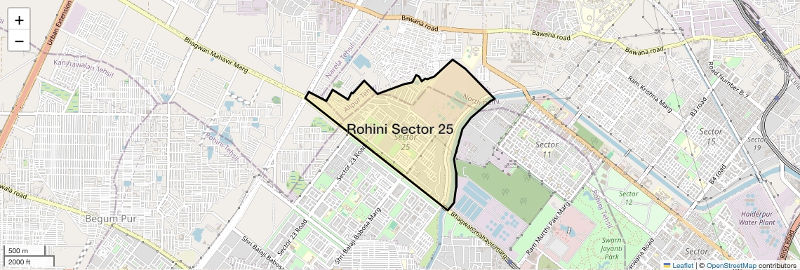 Location Map of Rohini Sector 25, Delhi