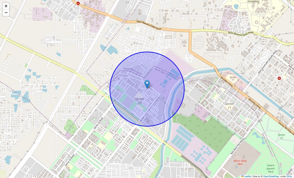 Location Map of Rohini Sector 25, Delhi