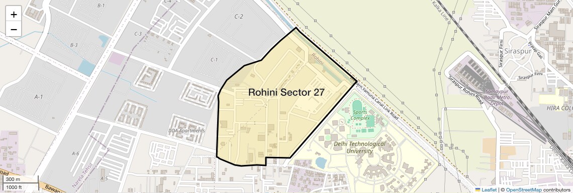 Location Map of Rohini Sector 27, Delhi