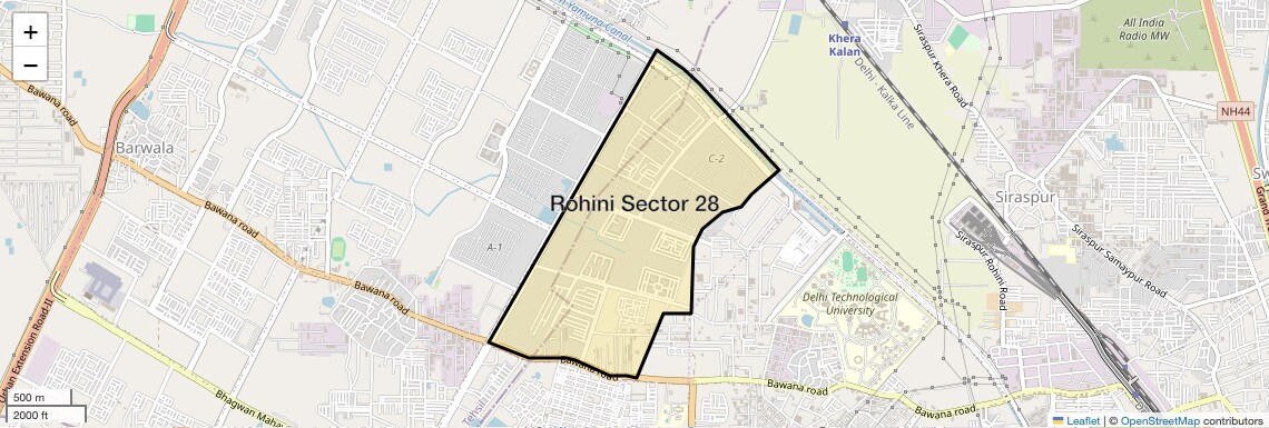 Location Map of Rohini Sector 28, Delhi