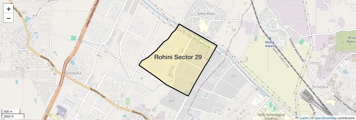 Location Map of Rohini Sector 29, Delhi