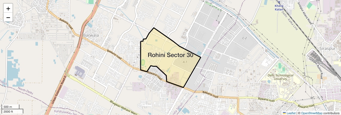 Location Map of Rohini Sector 30, Delhi