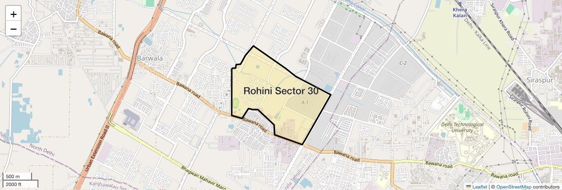 Location Map of Rohini Sector 30, Delhi