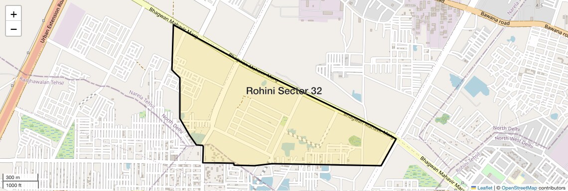 Location Map of Rohini Sector 32, Delhi