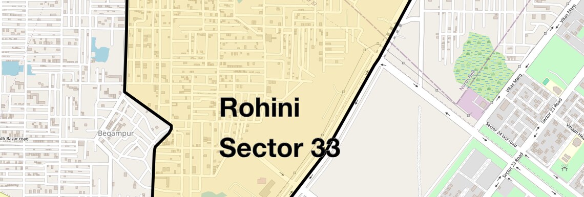Location Map of Rohini Sector 33, Delhi