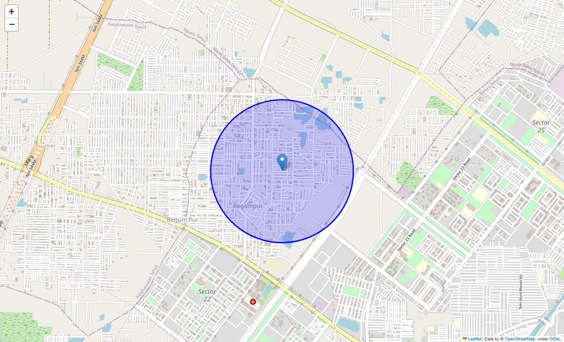 Location Map of Rohini Sector 33, Delhi