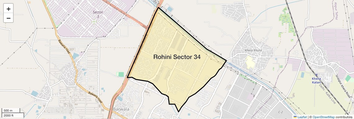 Location Map of Rohini Sector 34, Delhi