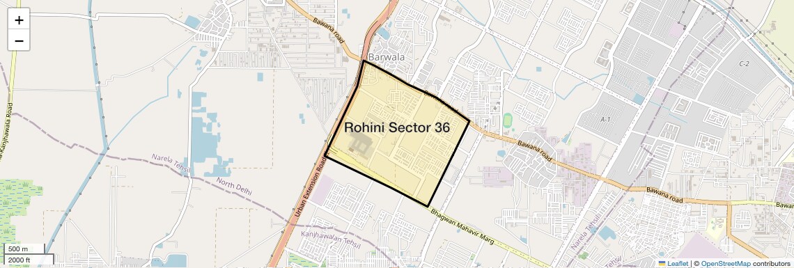 Location Map of Rohini Sector 36, Delhi