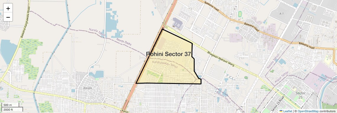 Location Map of Rohini Sector 37, Delhi