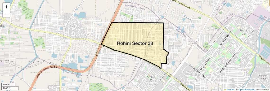Location Map of Rohini Sector 38, Delhi
