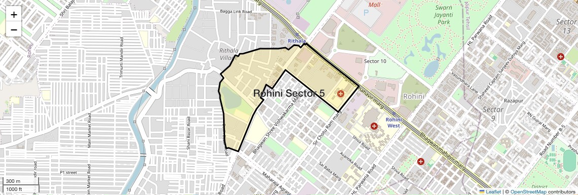 Location Map of Rohini Sector 5, Delhi