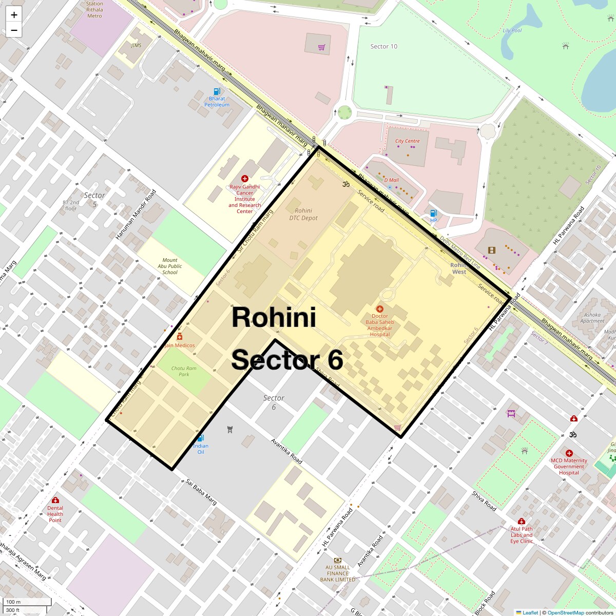 Location Map of Rohini Sector 6, Delhi