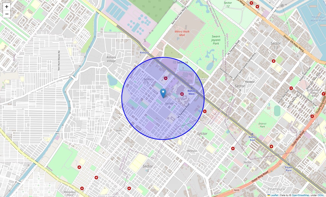 Location Map of Rohini Sector 6, Delhi