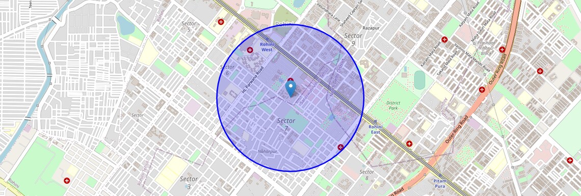 Location Map of Rohini Sector 7, Delhi