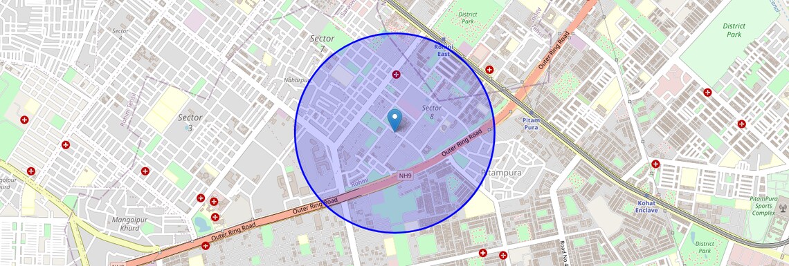 Location Map of Rohini Sector 8, Delhi