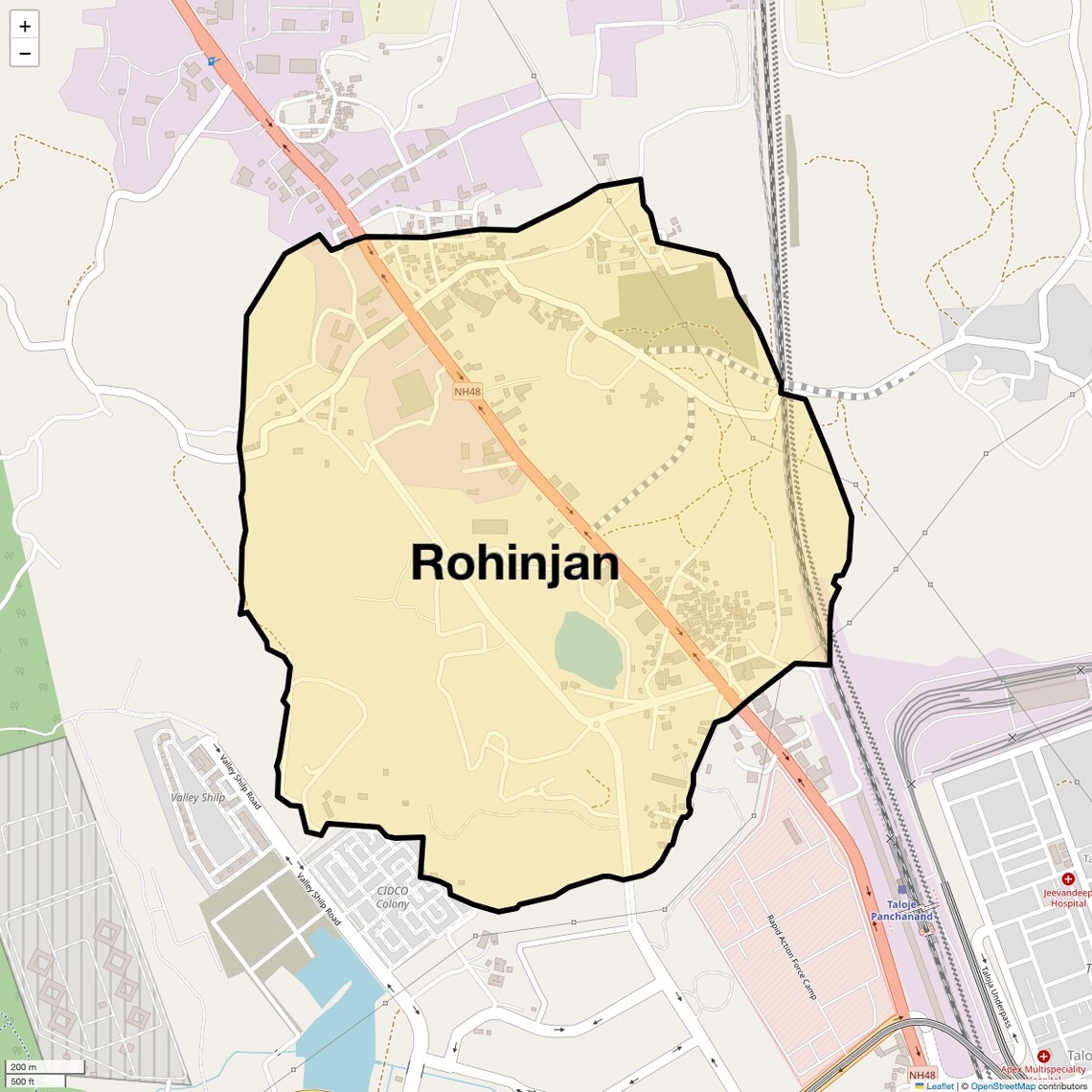 Location Map of Rohinjan, Navi Mumbai