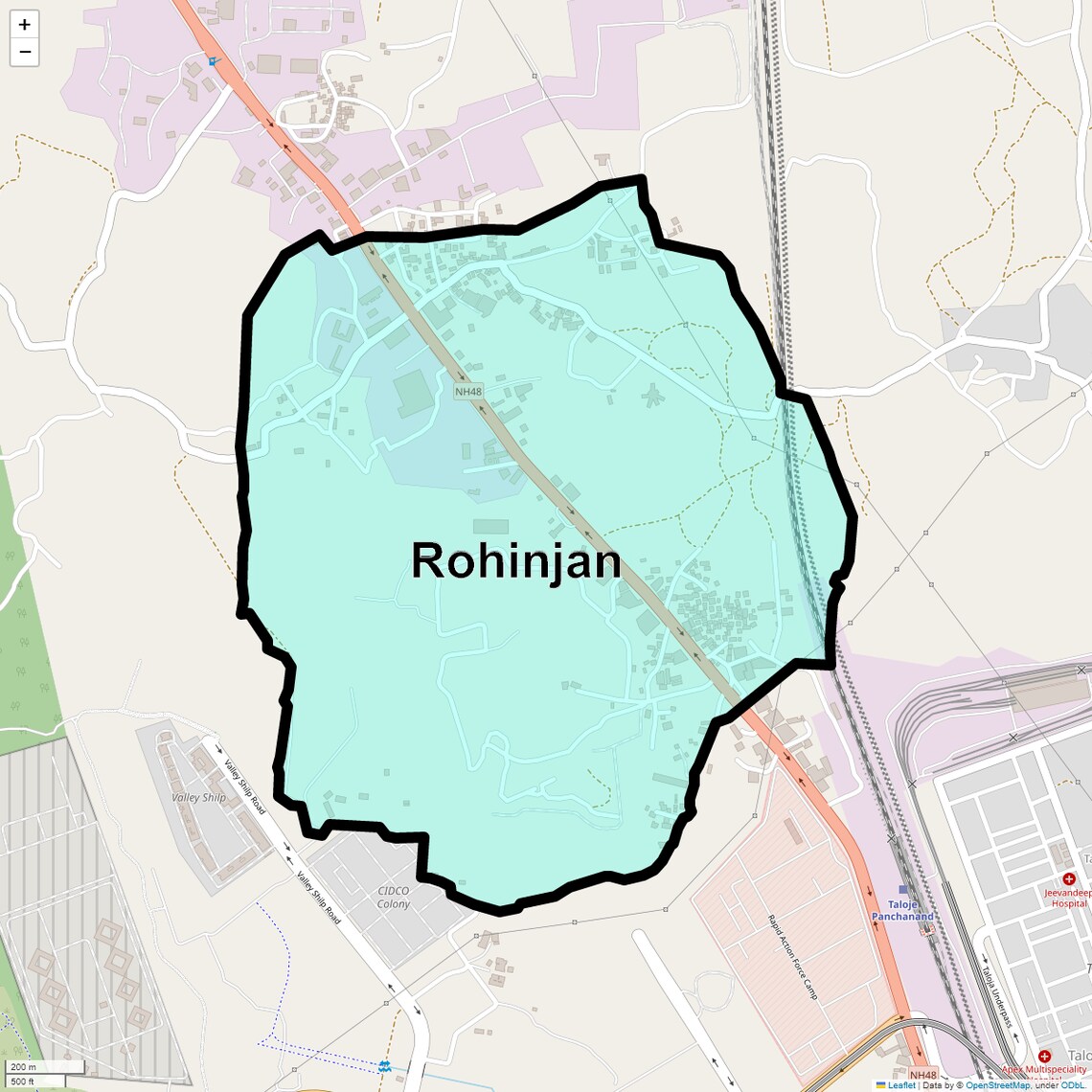 Location Map of Rohinjan, Navi Mumbai