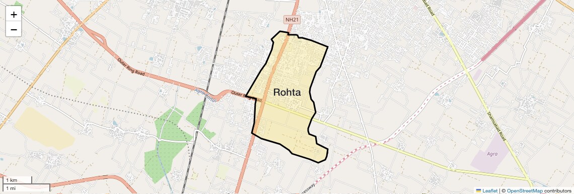 Location Map of Rohta, Agra