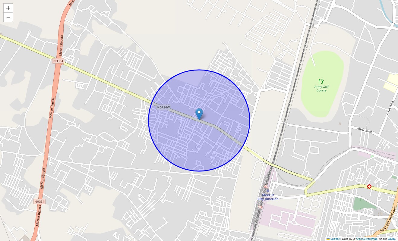 Location Map of Rohta Road, Meerut