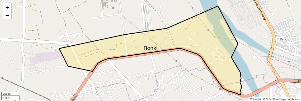 Location Map of Ronki, Rajkot