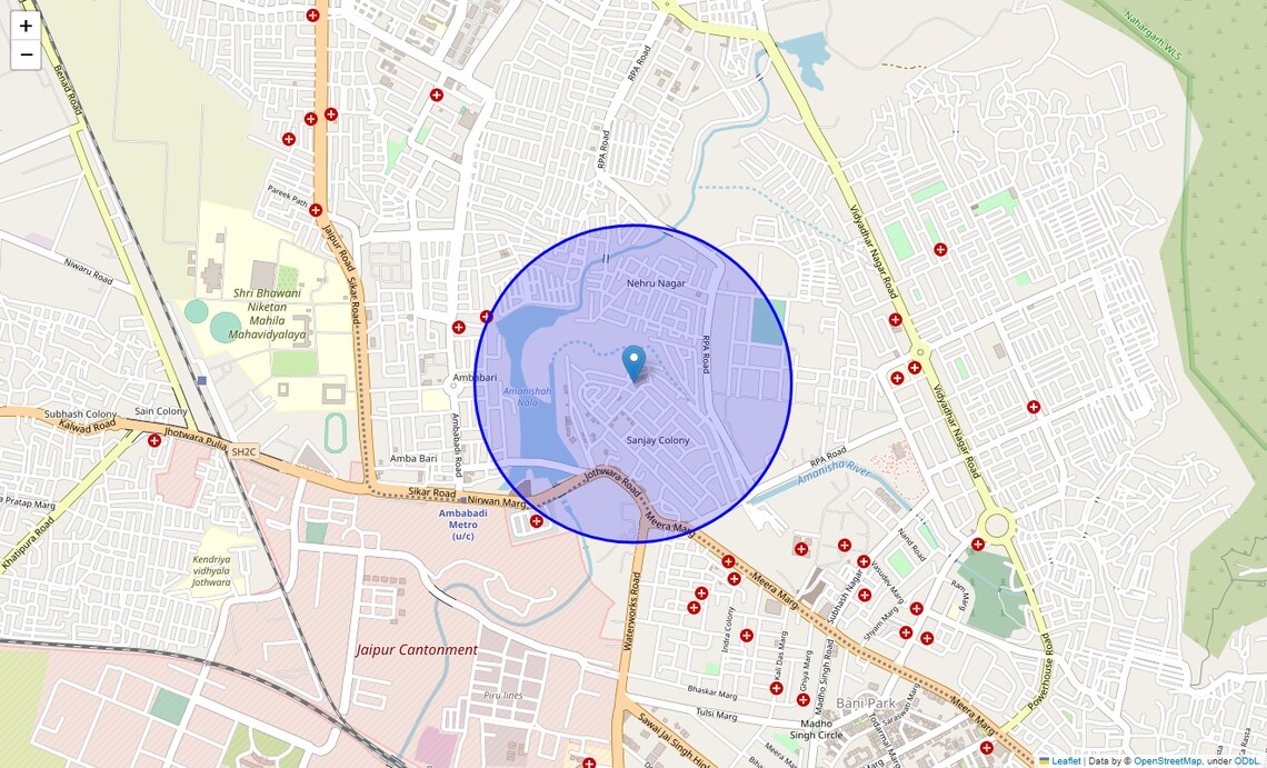 Location Map of Roop Vihar Colony, Jaipur