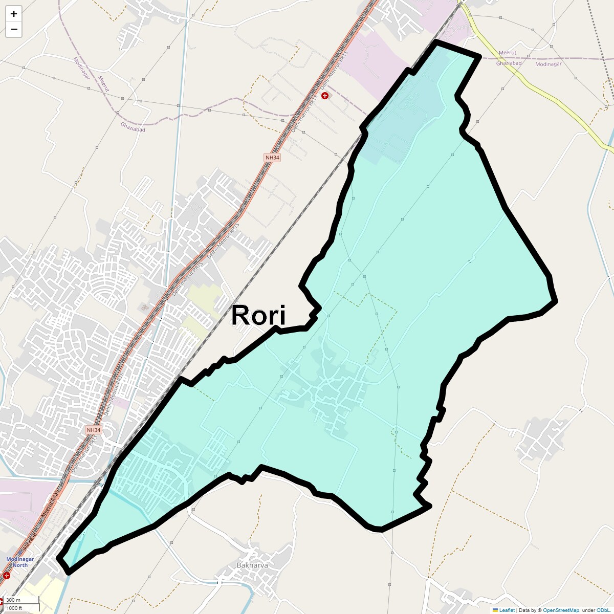 Location Map of Rori, Ghaziabad