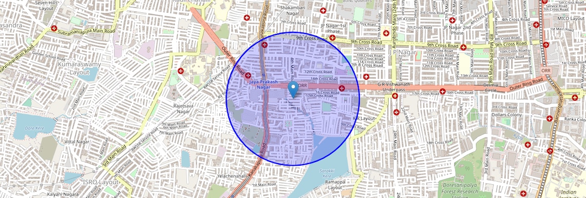 Location Map of Rose Garden, Bangalore