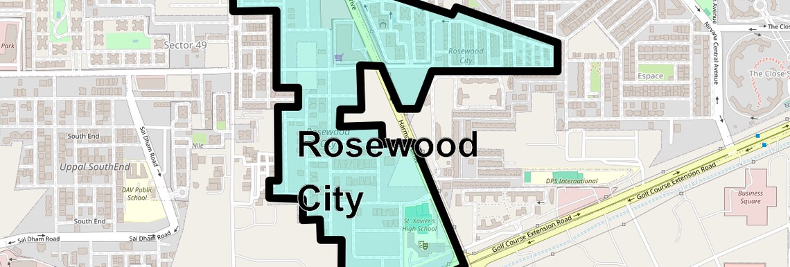 Location Map of Rosewood City, Gurgaon