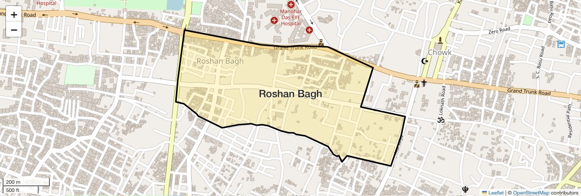 Location Map of Roshan Bagh, Allahabad